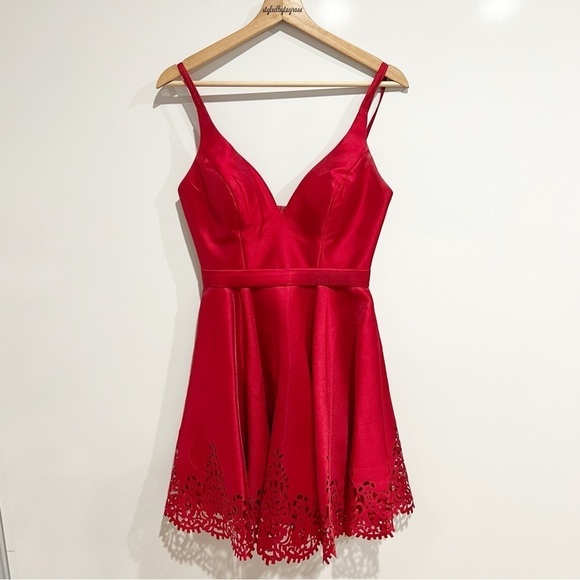 Sherri Hill A-Line Flare Formal Red Dress S50678 - Picture 4 of 13